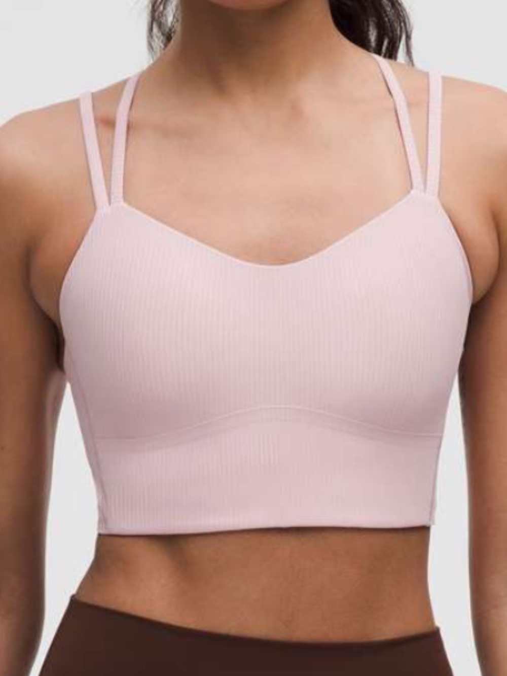Lululemon Like a Cloud Ribbed Longline Bra Light Support B/C Cup Pink Haze